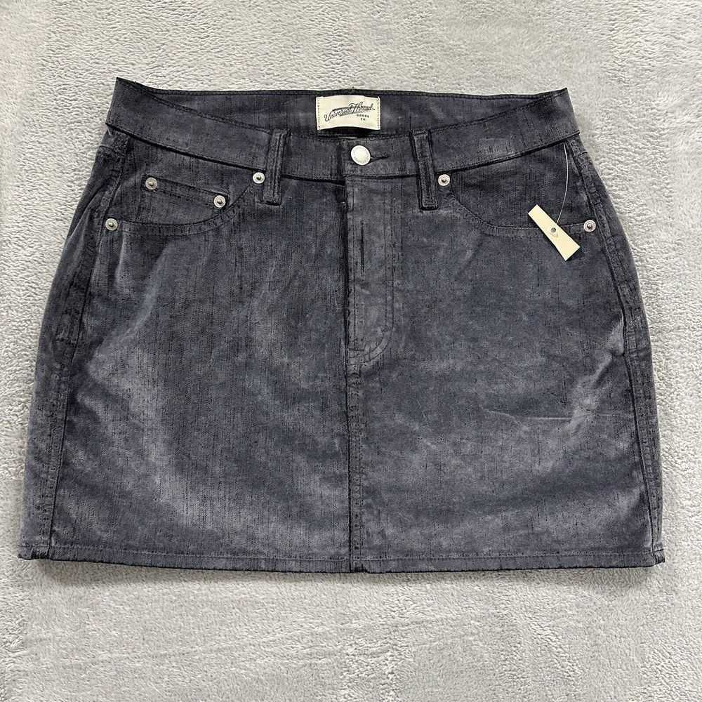 Universal Thread Mini Skirt Women's 6 Black Rayon Denim Rare Stretch Casual